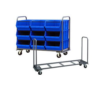 Heavy-Duty Wire Shelving Cart with 12 Blue Bins - Image 1