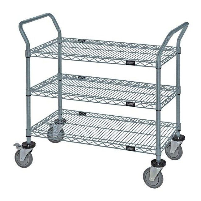 Gray Epoxy Wire Shelving Cart with 3 Shelves - Image 1