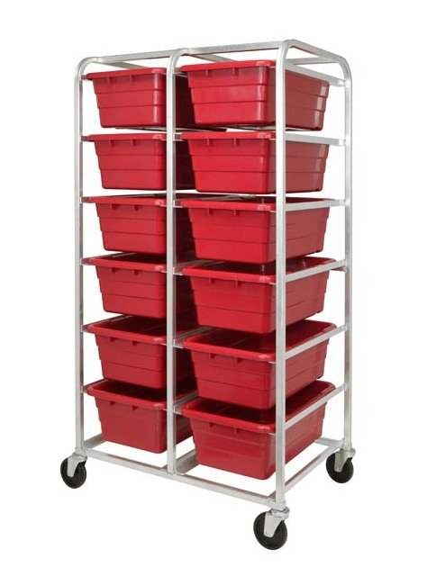 Heavy Duty Shelving Unit with 12 Red Tubs - Image 1