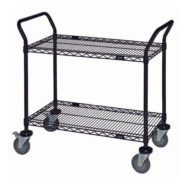 Black Wire Shelving Cart with 2 Shelves - Image 1