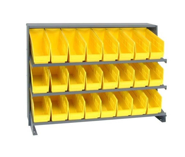 Heavy Duty Steel Shelving Unit with 24 Bins, Yellow - Image 1