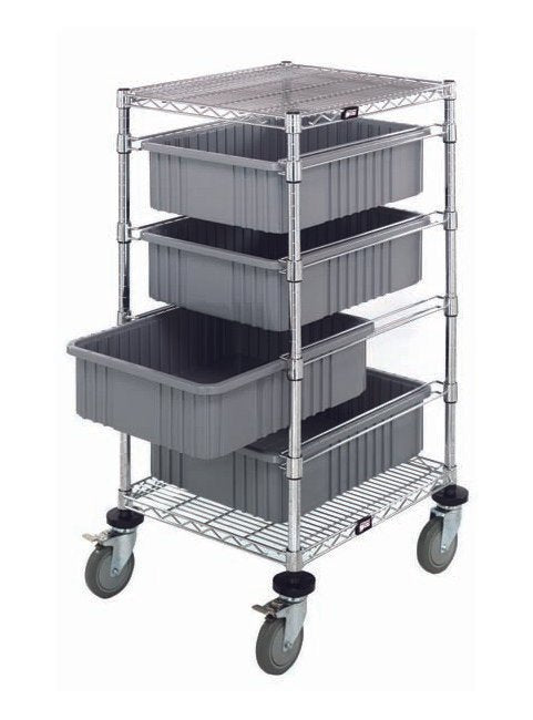 Heavy-Duty Wire Bin Cart with Dividable Grids - Image 1