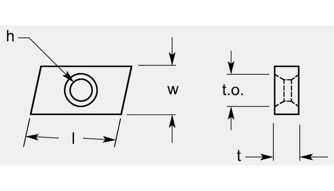 ISO Style Parallelogram Milling Blank with Chipbreaker, 0.260-0.268" Thickness - Image 1