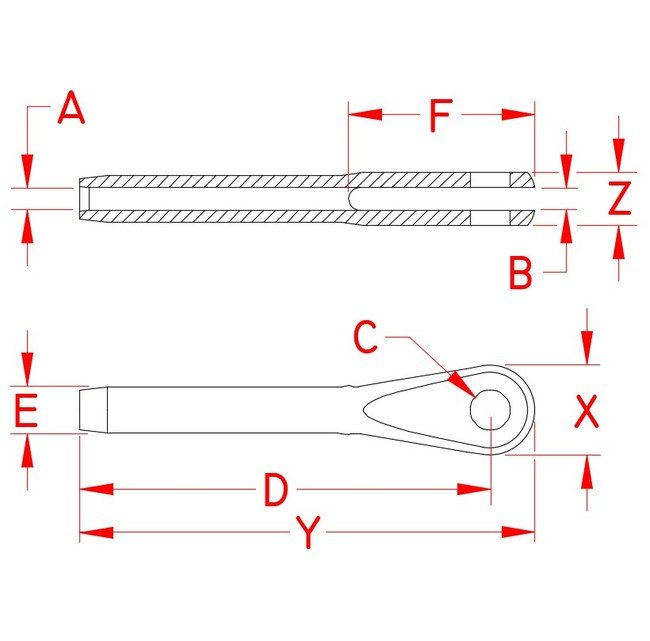 Suncor Mil. Spec Stainless Steel Swage Fork Terminal - Image 2