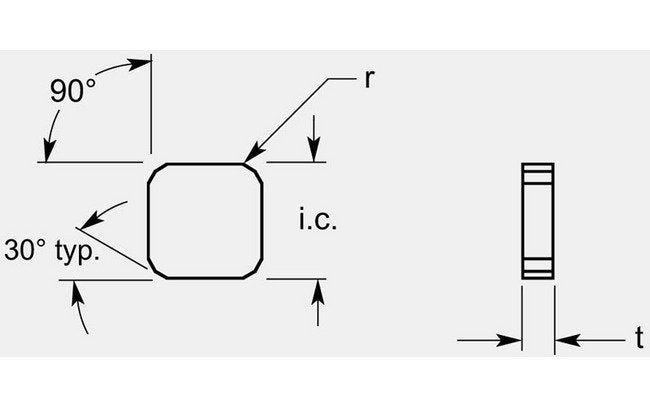 Precision Square Milling Blanks - Double Facet, 0.198 / 0.206 in - Image 1