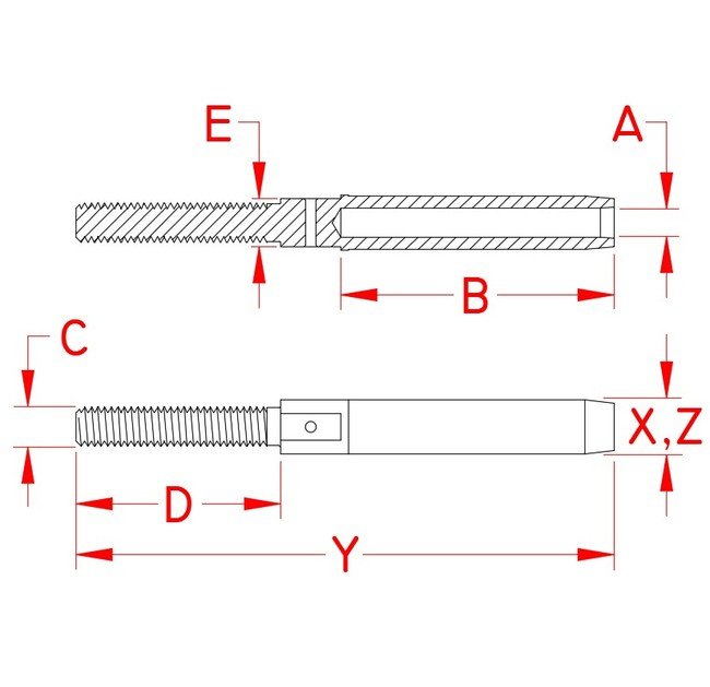 Suncor UNF Left Hand Mil. Spec Swage Stud - Image 2