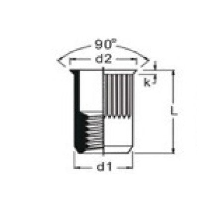 Stainless Steel M-Series Rivet Nut, 14.0mm Open End Countersunk Head - Image 2