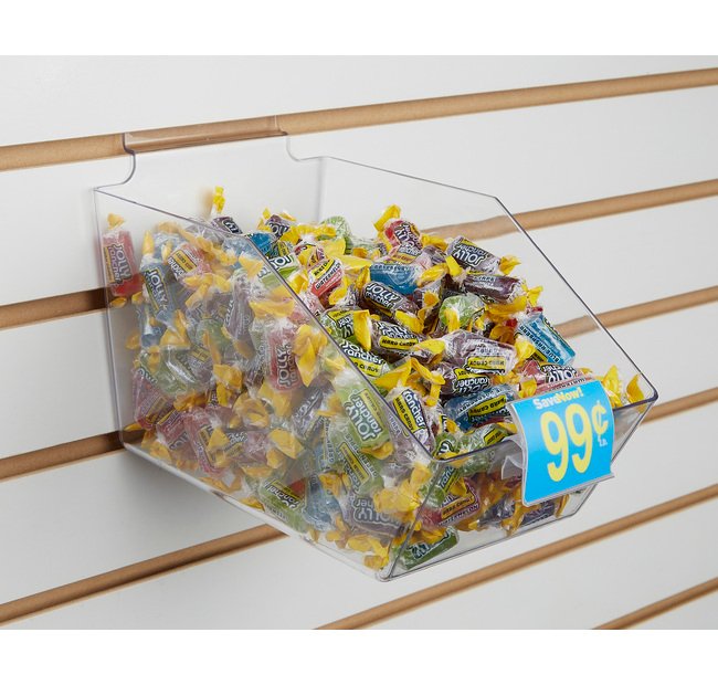 Clear Long Opti-Bins & Label Holder for Slatwall - Image 1
