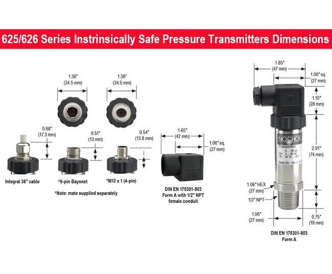 NOSHOK 625/626 Series Pressure Transmitter - 0-2,000 psig, 0.25% Accuracy - Image 4