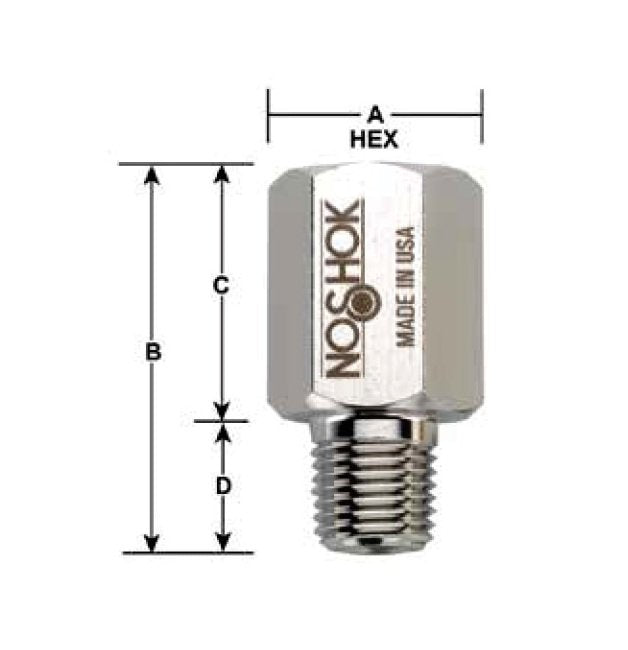 1/4" NPT Brass Piston Snubber, 6,000 psi Pressure Rating - Image 2