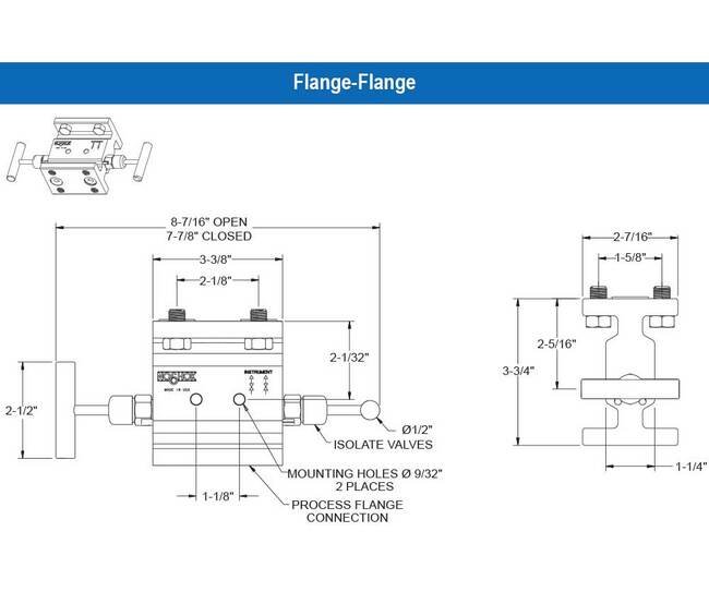 NOSHOK 316 Stainless Steel Flange x Flange Manifold Valve - Image 2