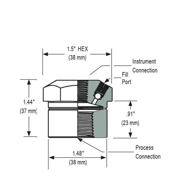 NOSHOK 316 Stainless Steel Diaphragm Seal Threaded Instrument Connection - Image 2