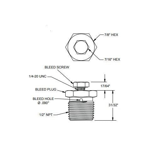 NOSHOK 1/2" NPT Stainless Steel Bleed Plug - Image 2