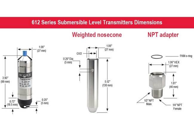 NOSHOK 612 Series Submersible Level Transmitter - 0 to 300 psig, 0.25% Accuracy - Image 4