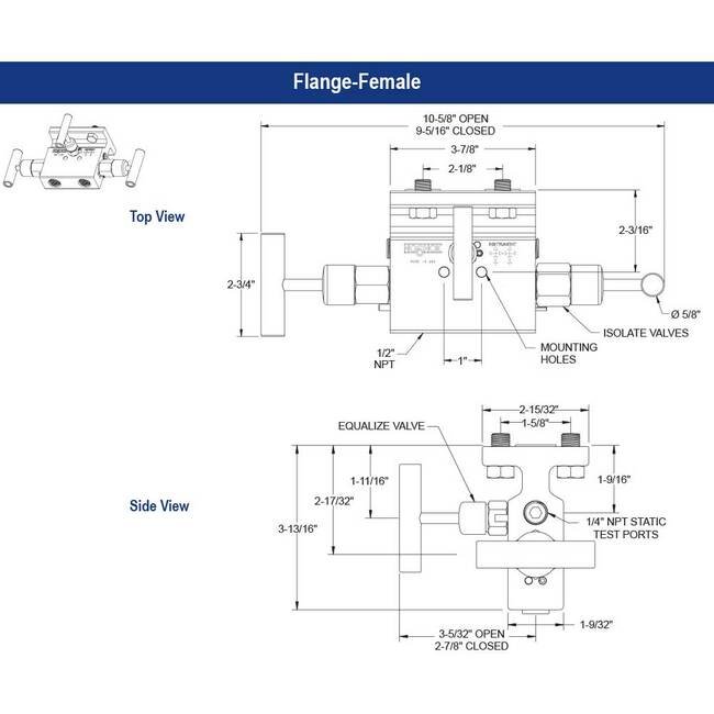 NOSHOK 3510 Series Stainless Steel Soft Seat 3-Manifold Valve - Image 2