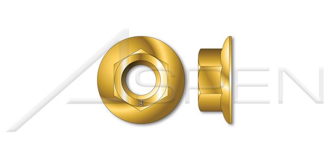 Steel Yellow Zinc Plated DIN 6923 Metric Class 8 Hex Flange Nut - Image 1