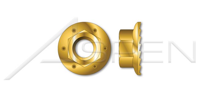Steel Yellow Zinc Grade 8 Hex Flange Nut with Serrations - Image 1