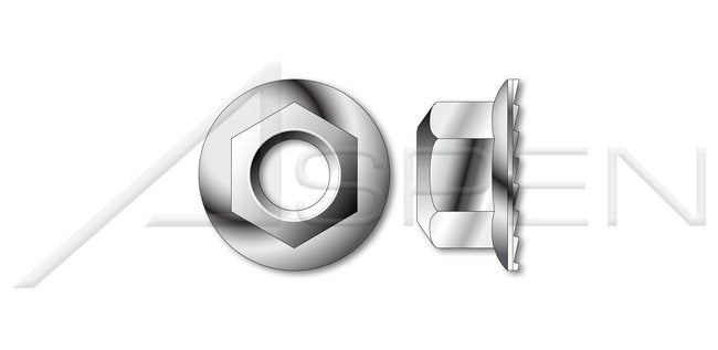 All Metal Prevailing Torque Conical Automation Style Flanged with Locking Serrations AISI 304 Stainless Steel (18-8) Lock Nut - Image 1