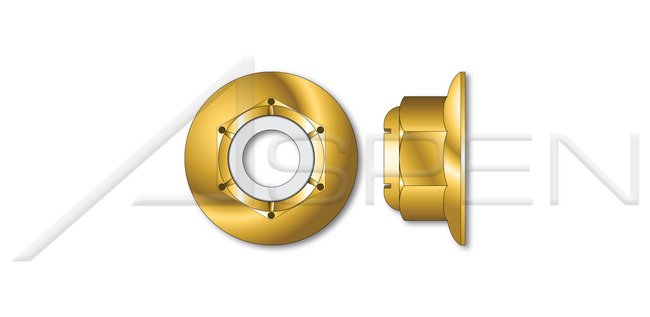 Steel Yellow Zinc Grade 8 Hex Nylon Insert Flange Stop Lock Nut - Image 1