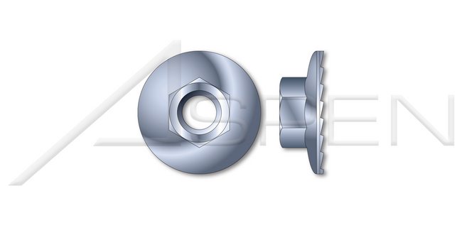 Steel Zinc Plated and Baked Hex Large Flange Nut with Serrations - Image 1