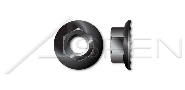 Steel Black Zinc and Baked Hex Flange Nut with Serrations - Image 1