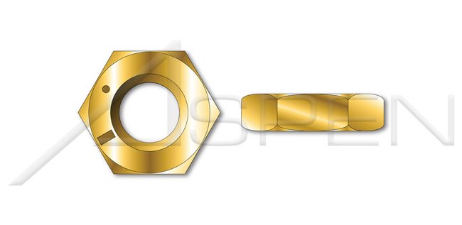 Grade 8 Steel Yellow Zinc Hex Jam Thin Nut - Image 1