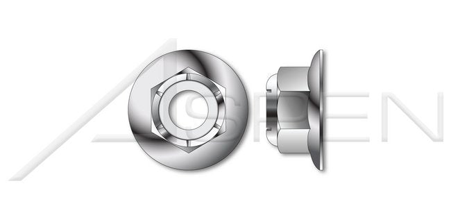 AISI 304 Stainless Steel (18-8) Hex Nylon Insert Flange Stop Lock Nut - Image 1