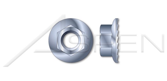 Steel Zinc Plated and Baked Hex Flange Nut with Serrations - Image 1
