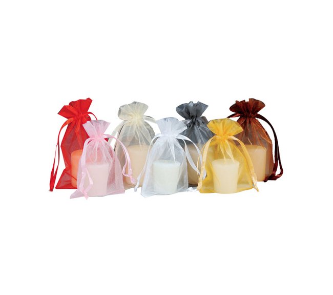 5 Inch White Organza Material Handling Bag - Image 1
