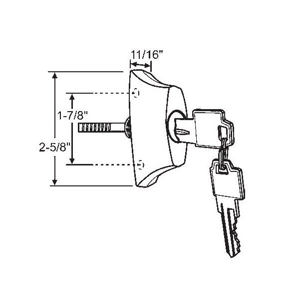 White Finish Key Cylinder Lock with Housing and Key - Image 1