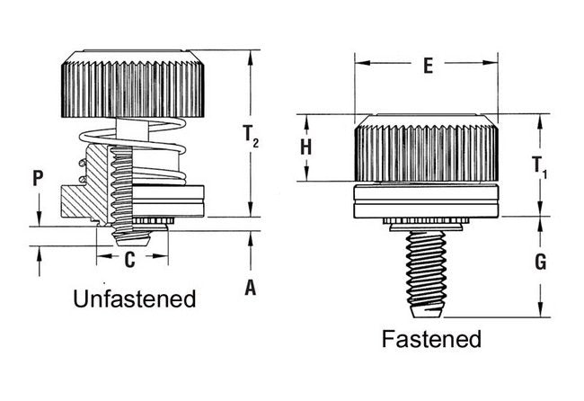 PEM Captive Panel Screw-Low Profile Knob, Spring-loaded - Metric PF50/PF60 Series - Image 2