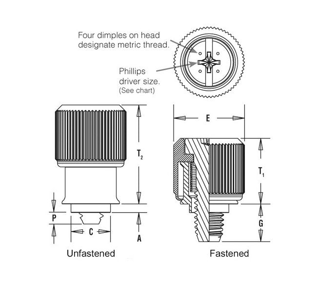 Spring-Loaded Large Knob PF11MF & PF12MF - Metric Thread - Image 2
