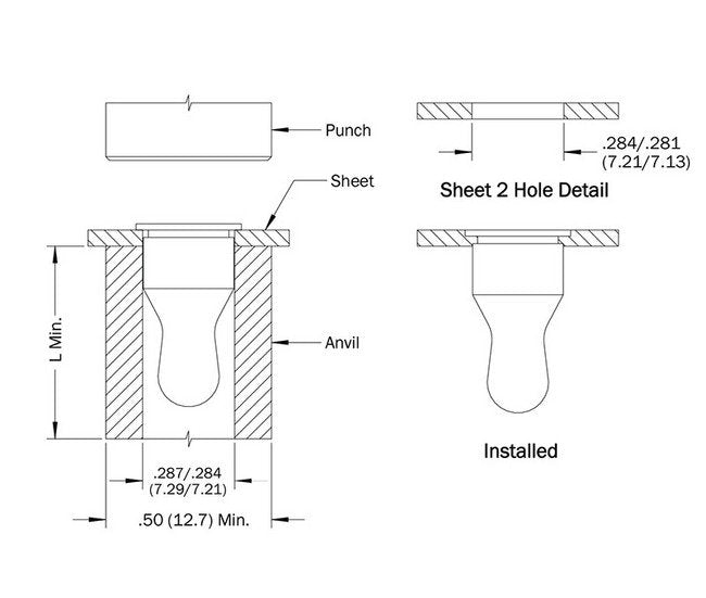 PENCOM Self-Clinching Ball Stud .025-.051 Inch Thickness Stainless Steel BS12 - Image 5