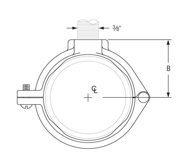 Extension Split Tubing Clamp (Rod Threaded) - Copper Plated Malleable Iron - 3/4 inch - Image 2