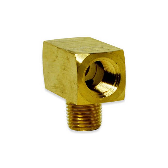 Brass Block Tee Connector Elbow, 1/4-28 (UNF) Female x 1/4-28 (UNF) Female - Image 1
