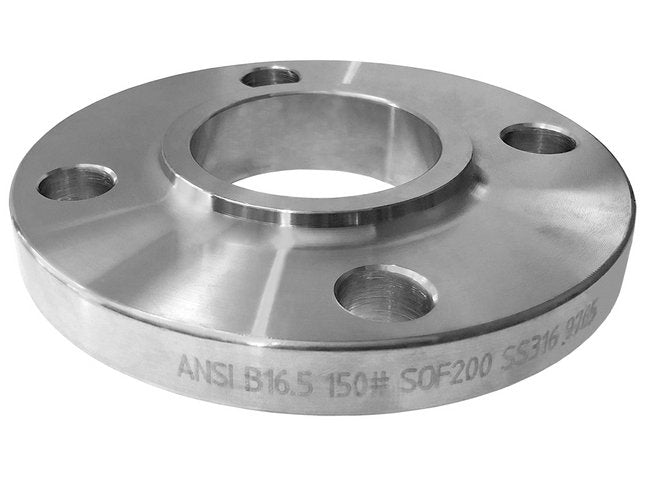 4 Inch (in) Pipe Size 316 Stainless Steel Slip-On Flat Face ANSI B16.5 Forged 150# Flange - Image 1