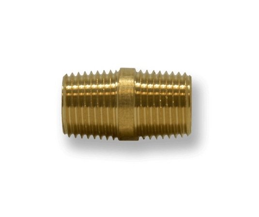 Brass Close Nipple Fitting - 3/8in MNPT x 1in Length - Image 1