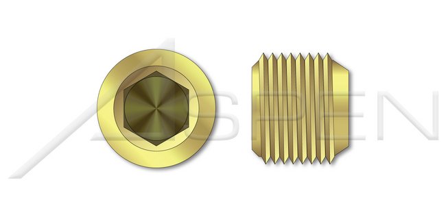 Unbrako® Brass 7/8 Inch (in) Taper Level-Seal Hex Socket Drive Pipe Plug - Image 1
