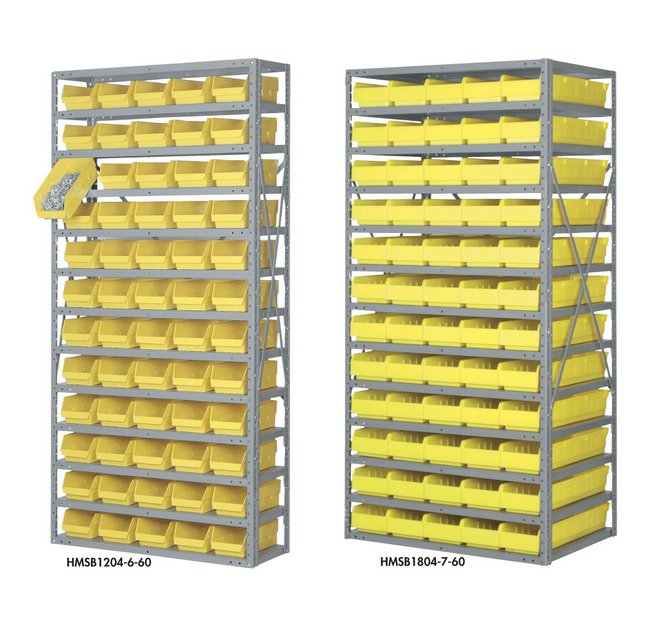 Industrial Blue Shelf System with 96 Storage Bins - Image 1