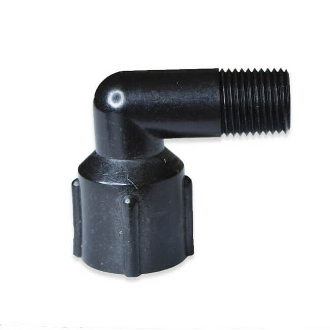 3/4 in Black Polypropylene Street Elbow, NPT Male x Barb, FMA Series - Image 1