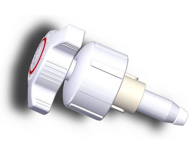 High Purity PVDF Needle Valve Sub Assembly with L Series Needle - Red Ring - Image 1