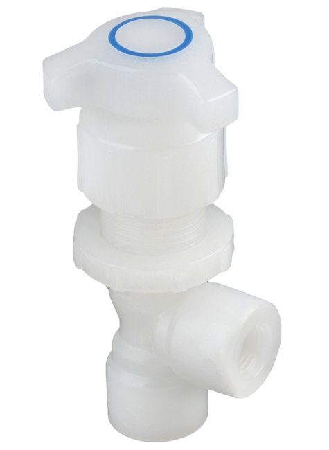PVDF 3/8" Angle Pattern Throttle Master Needle Valve - Image 1