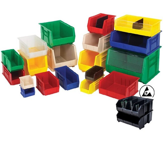 Ultra Stacking & Hang Bin - 18x11x10 - Blue Conductive - Pack of 4 - Image 1