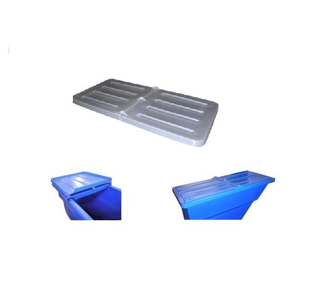 Gray Hinged Lid for 1.1 Nestable Tilt Trucks & Self-Dumping Hoppers - Image 1