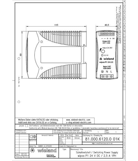 Wieland Basic Line Power Supply P1 24-2.5 - Image 1