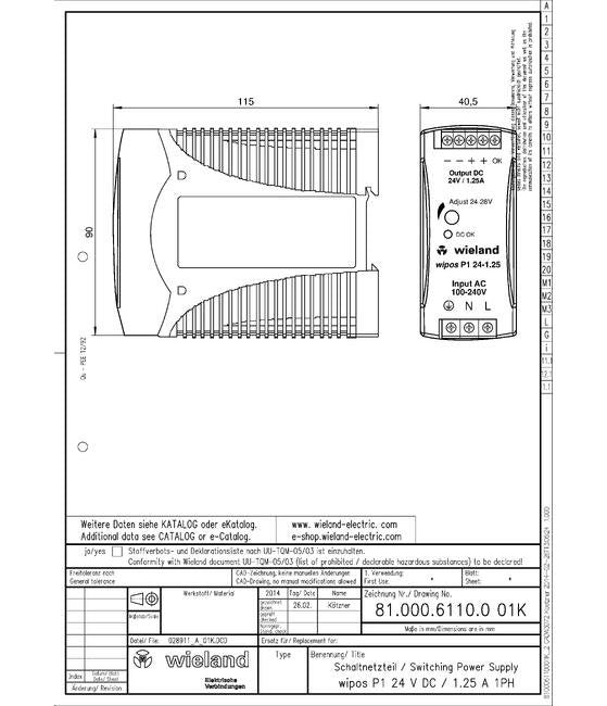 Wieland Wipos P1 24-1.25 Basic Line Power Supply - Image 1