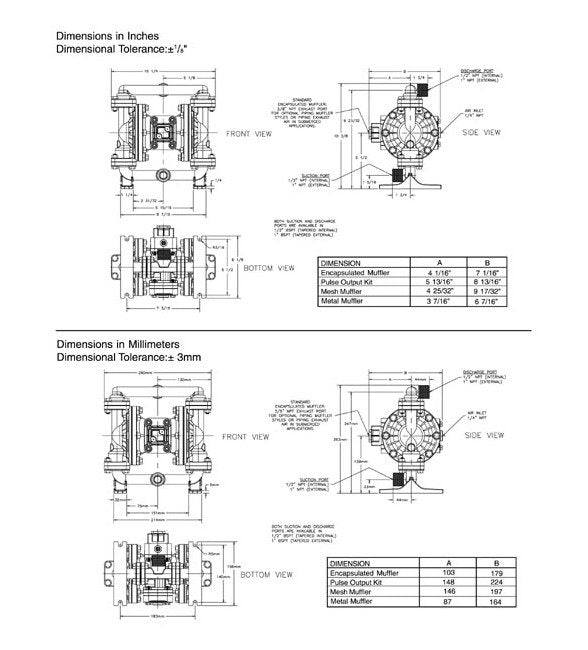 S05 Metallic Ball Valve Diaphragm Pump - Air Powered AODP - Image 2