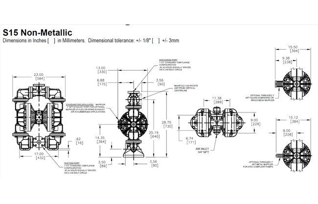 S15 Poly Ball Valve Diaphragm Pump - 1.5 Inch Top Discharge - Image 2