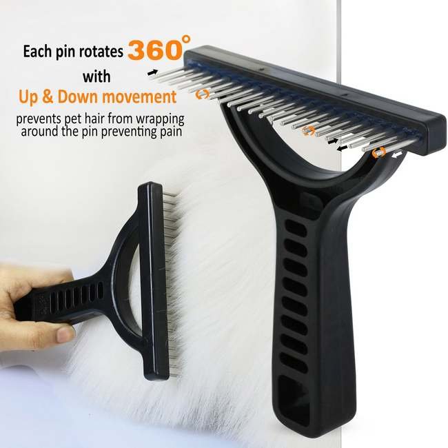 Untangler Professional Grooming Rake with Rotating Long Teeth - Image 4