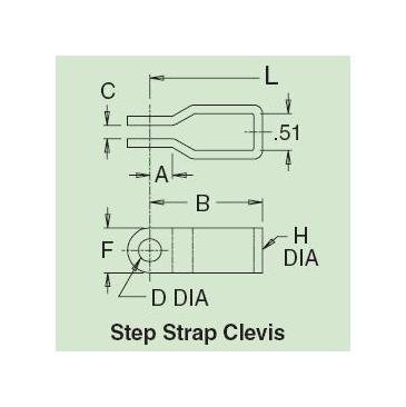 Steel Step Strap Clevis for Wire Rope, Yellow Zinc Plated - Image 2